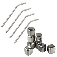 HealthPro Drinkers Kit - Includes 4 Titanium Super Strong Lightweight Drinking Straws & 8 Stainless Steel Ice Cubes
