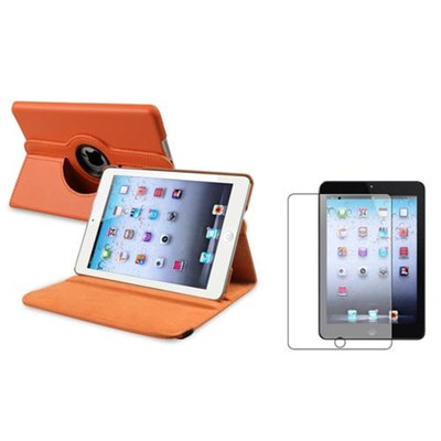 Insten iPad Mini 3/2/1 Case, by INSTEN Orange 360 Leather Case Cover+Matte LCD Protector for iPad Mini 3 2 1