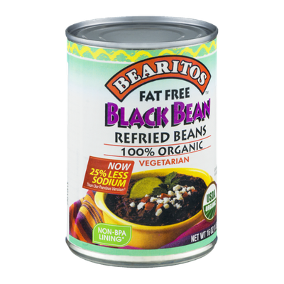 Bearitos Black Bean Refried Beans Fat Free