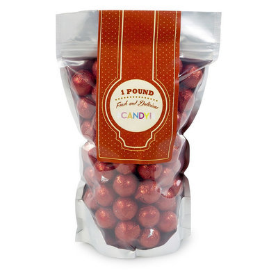 Sweetworks Foil-Wrapped Solid Milk Chocolate Balls, 1 Lb, Red, Pack Of 16