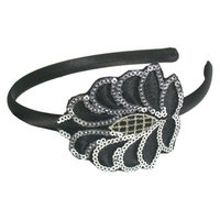Smoothies Sequins Embroidered Patch Headband-Black 01585