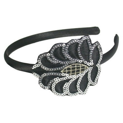 Smoothies Sequins Embroidered Patch Headband-Black 01585