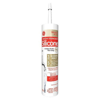 General Electric GE Premium Waterproof White Silicone Kitchen/Bath/Plumbing Caulk 9.8-