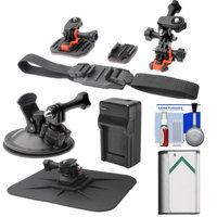 Vivitar Essentials Bundle for Sony Action Cam HDR-AS30V, AS15 & AS100V Camcorders with Helmet, Flat Surface & Car Mounts + Battery + Charger + Accessory Kit