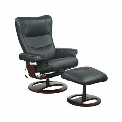 New Spec Inc Topcliner 60V Leather Ergonomic Recliner and Ottoman