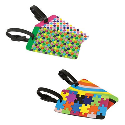 Travelon Set of 4 Luggage Tags-2 Dots Plus 2 Puzzles and Swirls Set of Luggage Tags