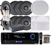 Pyle KTHSP390 4 Pairs of 150W 5.25-inch In-ceiling Speakers with 300W Receiver/Amplifier