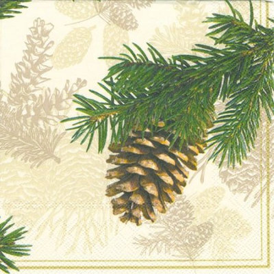 Ideal Home Range 4 Packs Paper Cocktail Napkins Fir Cone Cream