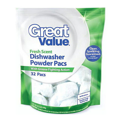 Great Value Fresh Scent Dishwasher Powder Pacs With Grease Fighting Action
