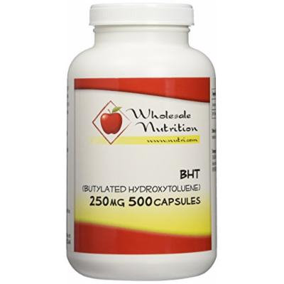 BHT (Butylated Hydroxytoluene) 250mg, 500 capsules