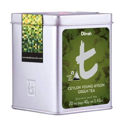 Dilmah, Luxury t-series Tea, 100% Pure Ceylon Single Origin, Ceylon Young Hyson Green Tea, 20 Luxury Tea Bags in Designer Caddy, 1.41oz Each, (Pack of 2)