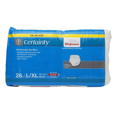 Walgreens Certainty Men's Underwear Maximum Absorbency, L/XL, 28 ea