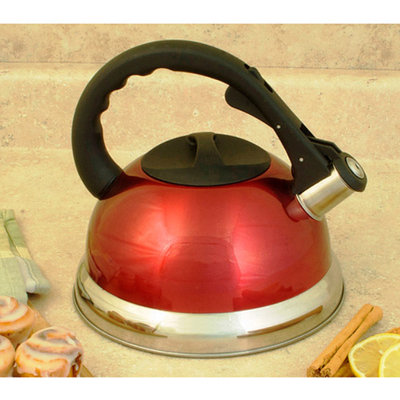 Cook Pro 3qt Red Stainless Steel Whistling Teakettle