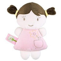 Dandelion Pink Organic Baby Rattle Doll Toy - Brunette