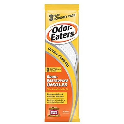 Odor-Eaters Ultra Comfort Odor-Destroying Insoles, One Size Fits All, Economy Pack, 3 Pairs per Pack, (Case of 3 Packs)