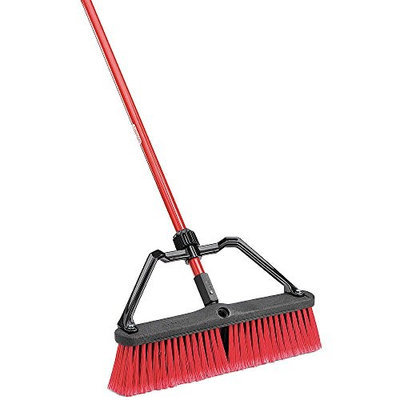LIBMAN 824 Push Broom w/Handle, Brace, Poly, Red/Black
