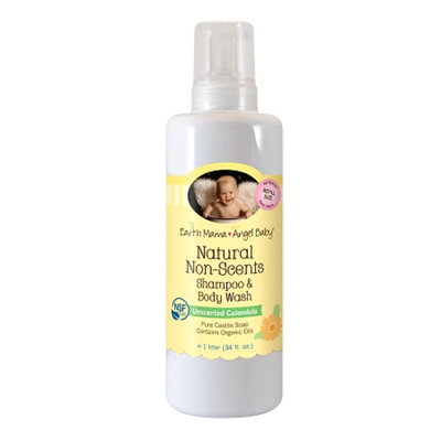 Earth Mama Angel Baby Natural Non-Scents Shampoo & Body Wash, Unscented, 34 fl oz