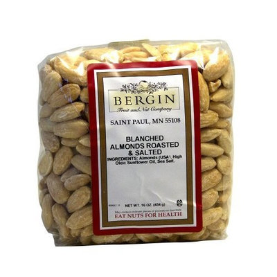 Bergin Nut Company Almonds Whole Blanched, Roasted Salted, 16 Ounce Bag
