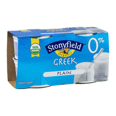 Stonyfield Organic Greek Nonfat Yogurt Plain - 4 CT