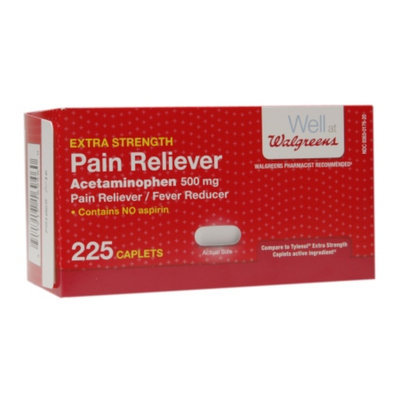 Walgreens Pain Reliever Extra Strength Caplets, 225 ea