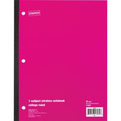 Staples® Wireless Notebook, College Ruled, 8-1/2