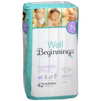 Well Beginnings Premium Diapers Jumbo, Newborn, 42 ea