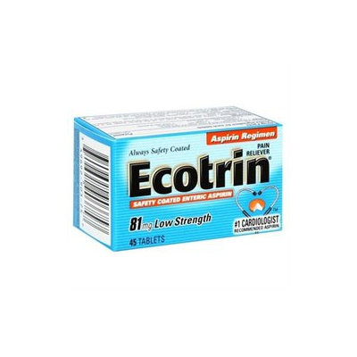 Ecotrin Tablets Ecotrin Safety Coated Enteric Aspirin, 81 mg, 45 tablets
