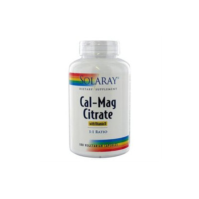 Solaray Cal-Mag Citrate w/Vitamin D 1:1, 180 ea