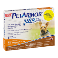 PetArmor For Dogs & Puppies Kills Flea, Flea Eggs, Flea Larvae, Ticks And Chewing Lice 4-22 lbs - 3 CT