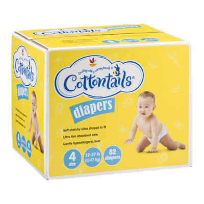 Ahold Cottontails Diapers 4 Size (22-37 lb) - 82 CT