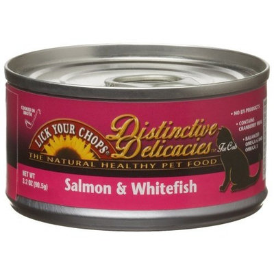 Lick Your Chops Distinctive Delicacies Salmon & Whitefish For Cats, 3-Ounce Tins (Pack of 24)