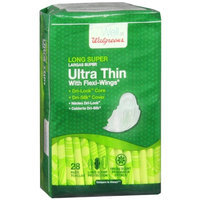 Walgreens Ultra Thin Pads with Flexi-Wings, Long Super, 28 ea