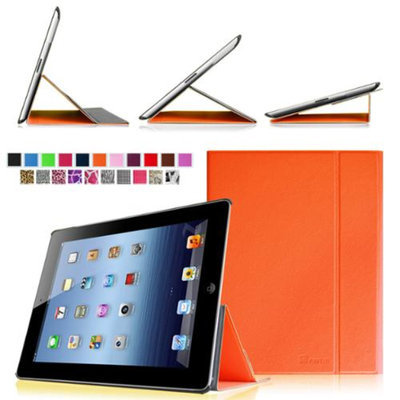 Fintie Smart Book Cover Case Supports Three Viewing Angles for Apple iPad 2, iPad 3 & iPad with Retina Display, Orange