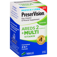 Bausch & Lomb Bausch + Lomb PreserVision AREDS 2 Formula + Multivitamin Eye Vitamin & Mineral Supplement, 100 count
