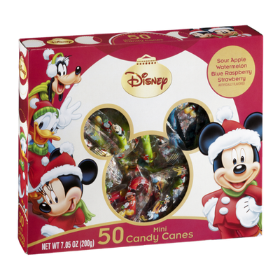 Disney Mini Candy Canes Sour Apple, Watermelon, Blue Raspberry & Strawberry - 50 CT