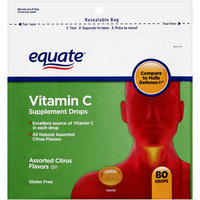 Equate Assorted Citrus Flavors Vitamin C Supplement Drops, 80 count