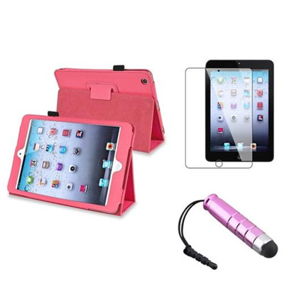Insten iPad Mini 3/2/1 Case, by INSTEN Hot Pink For iPad Mini 1 2 3 Magnetic PU Leather Folio Case Cover Stand Sleep Wake