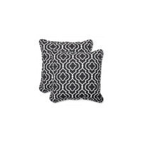 Pillow Perfect Outdoor 2-Piece Square Throw Pillow Set - Black/White Starlet