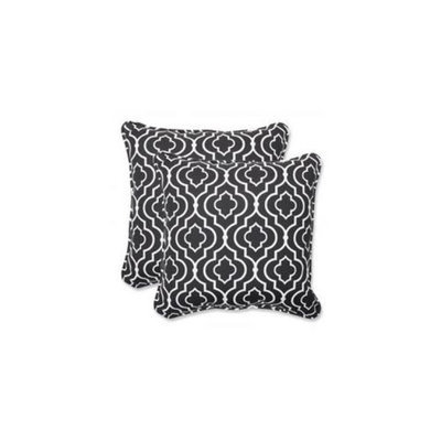 Pillow Perfect Outdoor 2-Piece Square Throw Pillow Set - Black/White Starlet