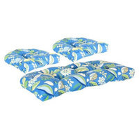 Jordan 3-Piece Outdoor Wicker Conversation/Deep Seating Cushion - Blue/Green
