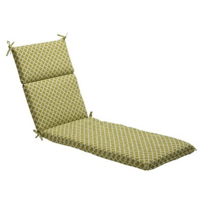 Pillow Perfect Outdoor Chaise Lounge Cushion - Green/White Geometric