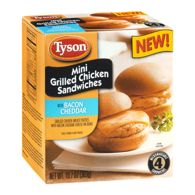 Tyson Mini Grilled Chicken Sandwiches with Bacon Cheddar - 4 CT