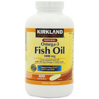 Kirkland Signature Natural Fish Oil Concentrate with Omega-3 Fatty Acids, 400 Softgels, 1000mg