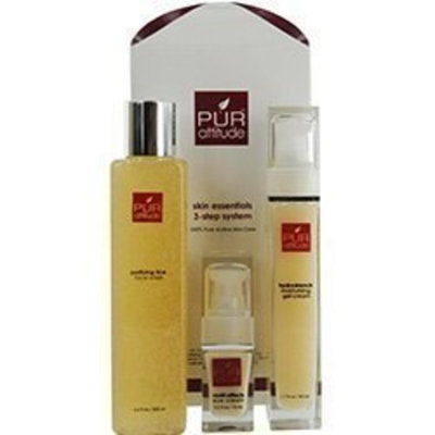 PUR ATTITUDE by Pur Attitude: SKIN ESSENTIALS 3 STEP SYSTEM : PURIFYING RICE FACE WASH 6.6 OZ + HYDRODRENCH MOISTURIZING GEL CREAM 1.7 OZ + MULTI-EFFECTS EYE CREAM .5 OZ