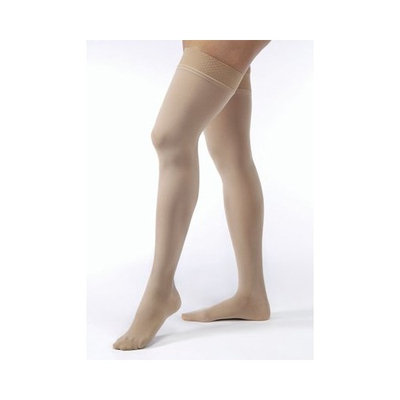 Jobst Women's Opaque 30-40 mmHg Closed Toe Thigh High Extra Firm Support Stocking Size: Medium Petite, Color: Silky Beige