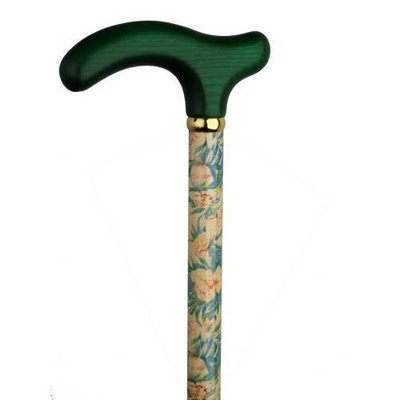 Harvy Ladies Fritz Cane Potpourri Maple Shaft , Green Solid Wood Handle -Affordable Gift! Item #DHAR-9166600