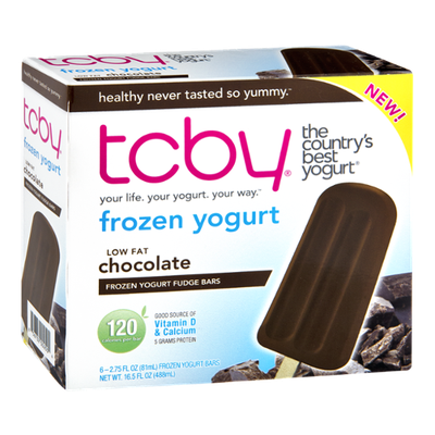 TCBY Low Fat Chocolate Frozen Yogurt Fudge Bars - 6 CT
