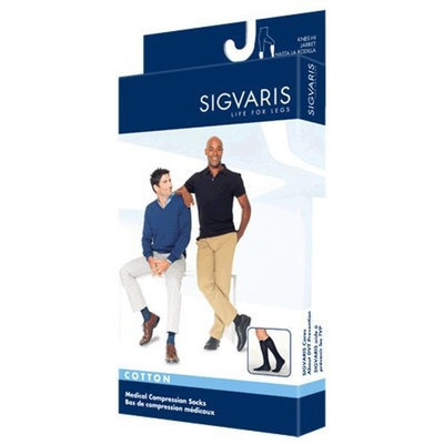 Sigvaris 230 Cotton Series 30-40 mmHg Men's Closed Toe Knee High Sock Size: X-Large Short, Color: Black Mist 14