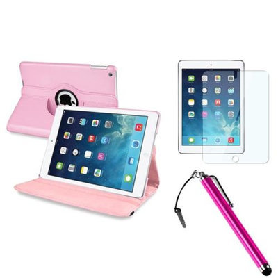 Insten INSTEN Light Pink 360 Rotating Leather Case Cover+Protector+Pen For Apple iPad Air 5 5th Gen