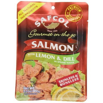 SAFCOL Gourmet on the Go Salmon with Lemon and Dill in Spring Water, 3.5-Ounce Pouches (Pack of 12)